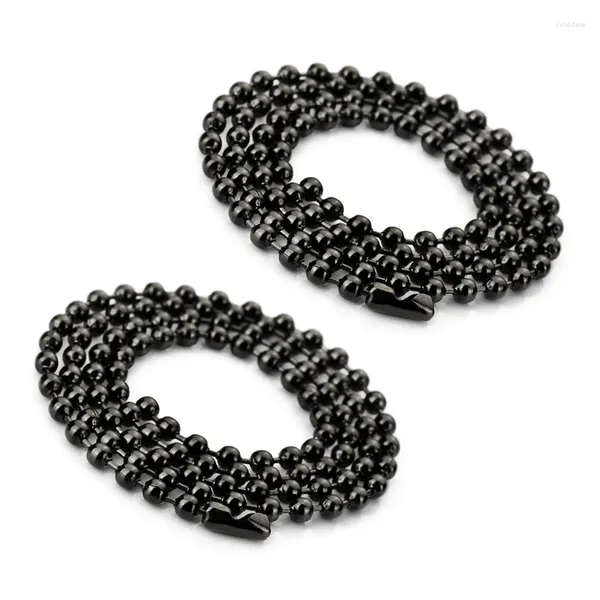 Collares Colgantes 2 Piezas De 3,2 Mm De Gran Bola De Acero Inoxidable Collar De Perlas Enlace De Cadena Hombre Negro Longitud 73 Cm