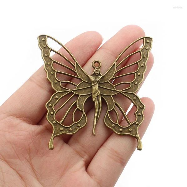 Colliers de pendentif 2pcs Bronze antique Grands charmes de papillon creux Pendants pour bricolage Collier fait à la main