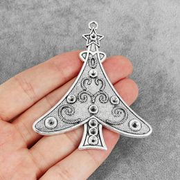 Hangende kettingen 2 stks antieke grote kerstboom dennenbomen 4 mm/3 mm/2 mm lege platen lade ronde cameo cabochon setting voor ketting sieraden