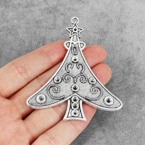 Hangende kettingen 2 stks antieke grote kerstboom dennenbomen 4 mm/3 mm/2 mm lege platen lade ronde cameo cabochon setting voor ketting sieraden