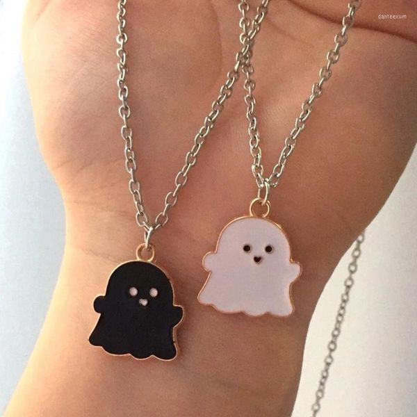 Collares pendientes 2 uds dibujos animados fantasma amistad pareja para moda coreana mujer hombres amigo encantadora mujer joyería