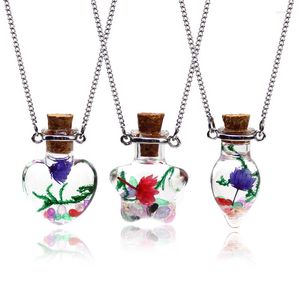 Pendentif Colliers 2PCS Clear Cork Bottle Necklace Wishing Essential Oil Keep Small For Women