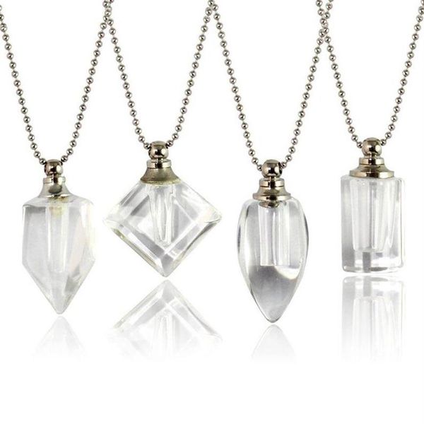 Pendentif Colliers 2pcs Clear Crystal Flacons Urne Bijoux Collier de crémation pour Ashes287A