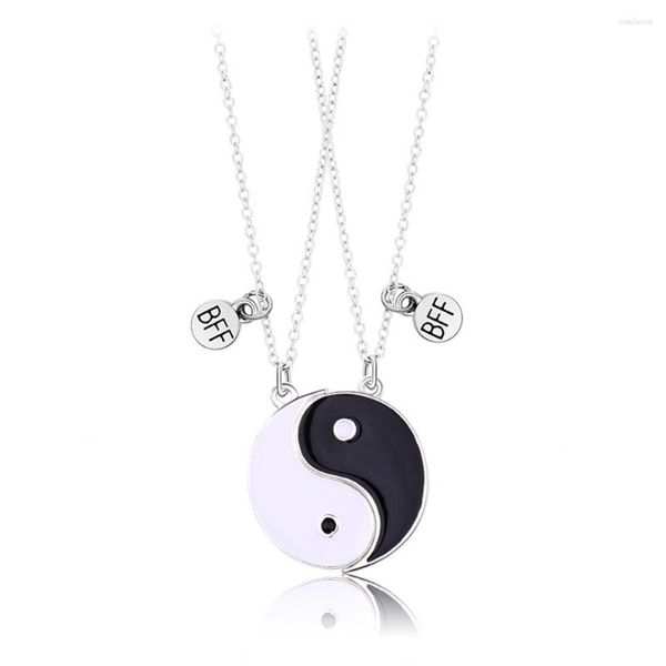 Pendentif Colliers 2 Pcs Mode Tai Chi Aimant Collier Pour Femmes Hommes Yin Yang Clavicule Chaîne BFF Amis Bijoux Accessoires Cadeaux