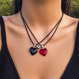 Colliers pendants 2pcs Goth Magnetic Attraction Collier Love For Women Creat Le cuir tresse Cordon de cire de cire