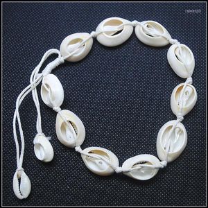 Hangende kettingen 2 stks geknoopte shell armbanden parelmoer flexibele grootte voor je verstelbare natuur witte kralen