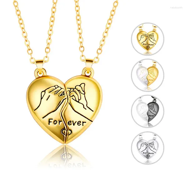 Pendentif Colliers 2pcs / lot Couple Amour Charme magnétique Collier Amitié Demi-coeur pour les femmes Cadeau de la Saint-Valentin Dz537