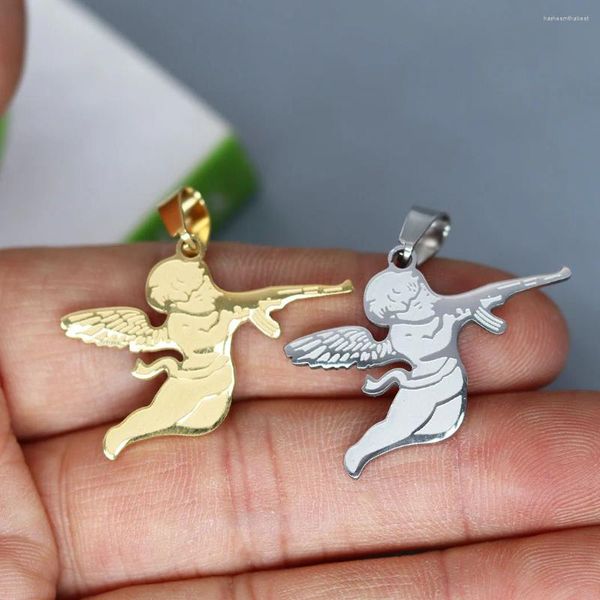 Colliers pendants 2pcs / lot Cupid Eros Angel pour collier Bracelets Bijoux Faire des découvertes Handled Innelesd Steel Charm