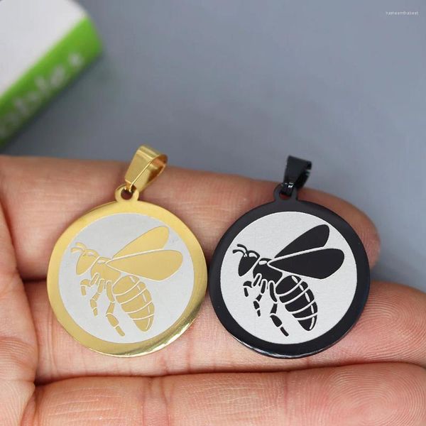 Colliers pendants 2pcs / lot insecte Honeybee Bee Carme pour collier Bracelets Bijoux Faire des résultats en acier inoxydable