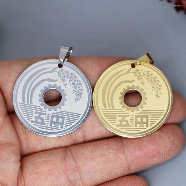 Colliers pendants 2pcs / lot Lucky Japanese Coin Women For Collier Bracelets Bijoux Faire des découvertes Handmade Innelesd Steel Charm