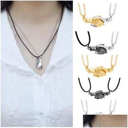 Pendant Necklaces 2 pièces/lot main magnétique dans pendentif collier correspondant colliers bijoux pour Couple amitié saint valentin goutte Deli Dhdmy