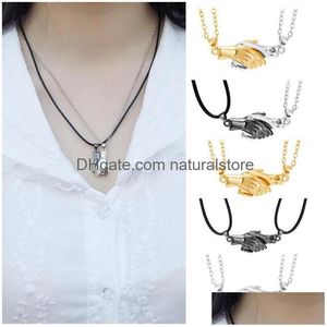 Collares pendientes 2 Unids / lote Mano Magnética En Collar Joyería A Juego Para Pareja Amistad Regalos del Día de San Valentín Entrega de Gota Pendan Dhhoq