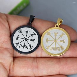 Colliers pendants 2pcs / lot nordique Vegvisir Compass Charme pour collier bracelets bijoux artisanat fabriquant des résultats en acier inoxydable