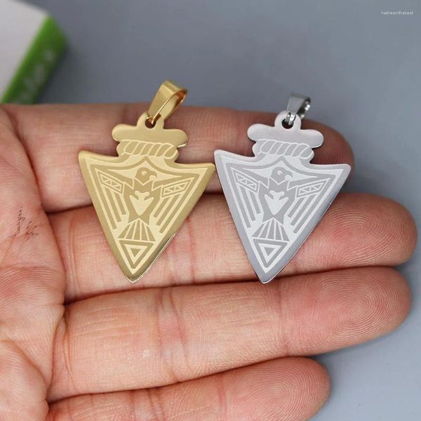 Colliers pendants 2pcs / lot slave viking aigle animal flèche tête lance pour collier bijoux artisanat fabriquant des résultats en acier inoxydable charme