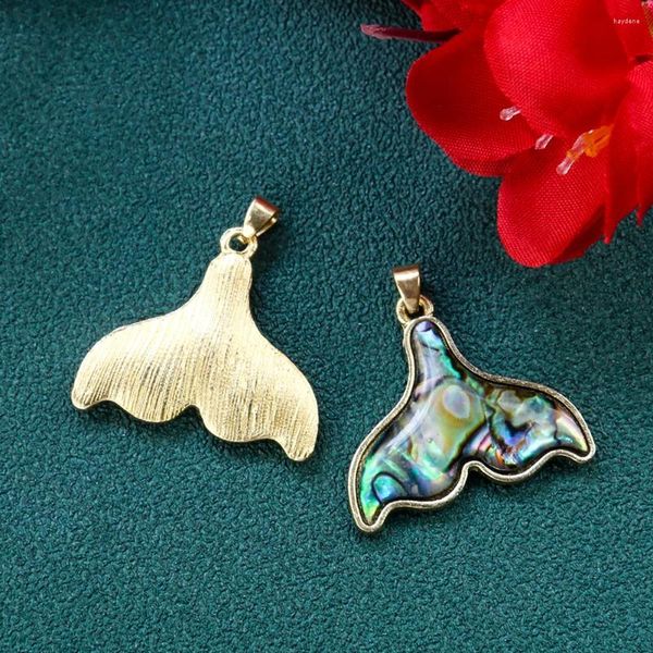 Pendentif Colliers 2pcs Naturel Abalone Sea Shell Queue de poisson Queue de baleine Paua DIY Summer Beach Collier Boucle d'oreille Charms Femme Bijoux Trouver