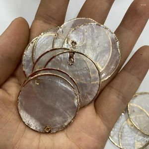 Pendentif Colliers 2 pièces naturel miroir coquille ronde nacre charmes pendentifs pour la fabrication de bijoux bricolage boucle d'oreille collier taille 30x30mm