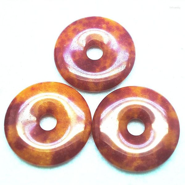 Collares colgantes 2 unids naturaleza gema piedra colgantes donuts forma 40 mm redondo jade joyería de moda haciendo hallazgos de bricolaje bueno