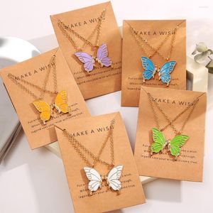 Pendentif colliers 2 pièces/ensemble papillon amitié ami pour amis femmes à la mode coloré Long pour toujours collier bijoux cadeau