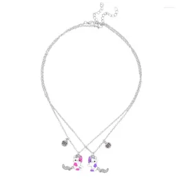 Colliers pendants 2pcs / ensemble Cartonnière Chain d'ami Collier d'amitié anglaise bijoux Crystal charme Femmes Candarbone F19d