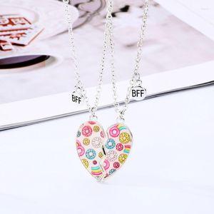 Hanger Kettingen 2 Stks/set Cartoon Donut Vrienden Liefde Paar Ketting Gebroken Hart BFF Goede Vriendschap Sieraden Gift