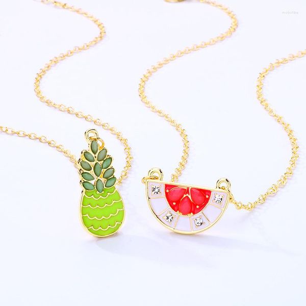 Pendentif Colliers 2 Pcs/ensemble Dessin Animé Ami Collier Pastèque Ananas Fruits Amitié BFF Bijoux Cadeaux Pour Enfants