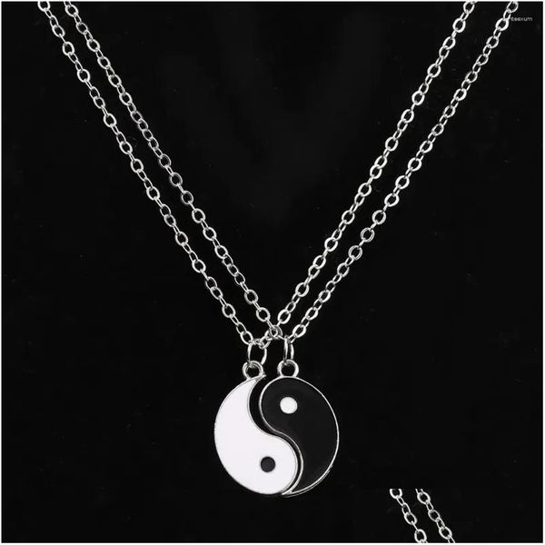 Pendentif Colliers 2pcs / Set Couple chinois Tai Chi Gossip Banish Bad Luck Charm Chainnecklace Bijoux Lovers Valentines Cadeau Drop Deliv Otnwx