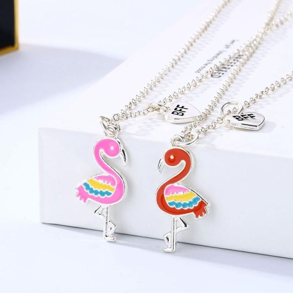 Pendentif Colliers 2pcs / set Couple Flamingo Collier Pour Hommes Femmes Bijoux Amoureux De Mariage Bon Ami BFF