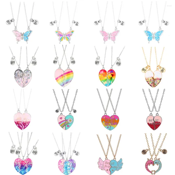 Colliers pendants 2pcs / coeur coeur Collier BFF pour les femmes Aimant de chaîne réglable DIY Butfly Amitié collier ami