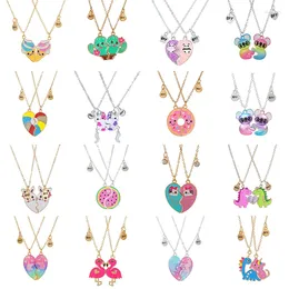 Collares colgantes 2 unids / set Sandía Cactus Unicornio Gato Corazón Animal Chica BFF Collar para 2 Amigos Niños Amistad Joyería Regalos