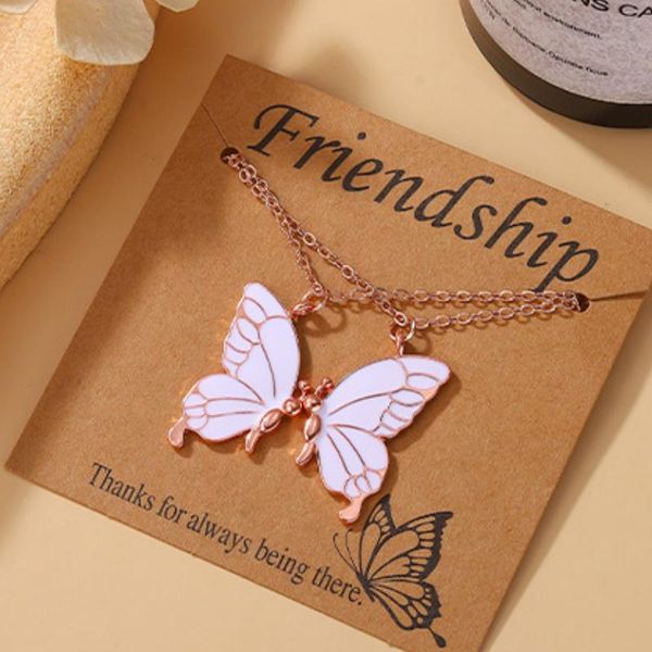 Pendentif Colliers 2 pcs/ensemble Femmes Collier Corée Style Papillon Cadeau Pour Fille Mignon Belle Cou Bijoux En Gros DropPendant