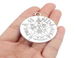 Colliers pendants 2pcs Couleur argentée Grande Tétragrammaton pentagram pentacle wicca charmes païens pour le collier Talisman Jewelry 40x457744712
