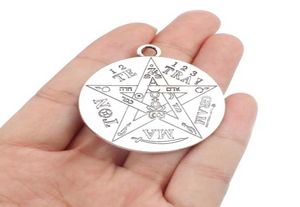 Hanger Kettingen 2 Stuks Zilver Kleur Grote Tetragrammaton Pentagram Pentagram Wicca Pagan Bedels Voor Ketting Talisman Sieraden 40x458350670