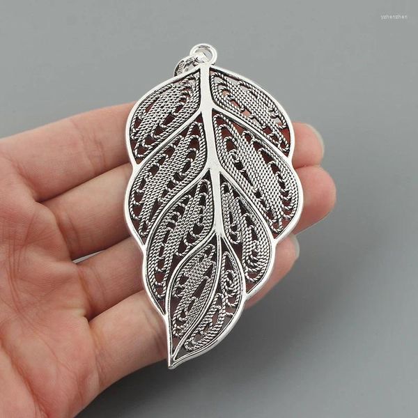 Pendentif Colliers 2pcs Tibétain Argent Grand Filigrane Arbre Feuille Charmes Pour DIY Boucle D'oreille Collier Bijoux Fabrication Fournitures 95x46mm