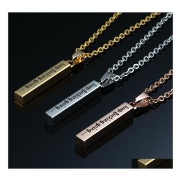 Pendentif Colliers 3 Couleurs En Acier Inoxydable Inspirant Pour Les Femmes Hommes Continuer Gravé Lettre Bar Chaînes Personnalisé Goutte D Otpzq