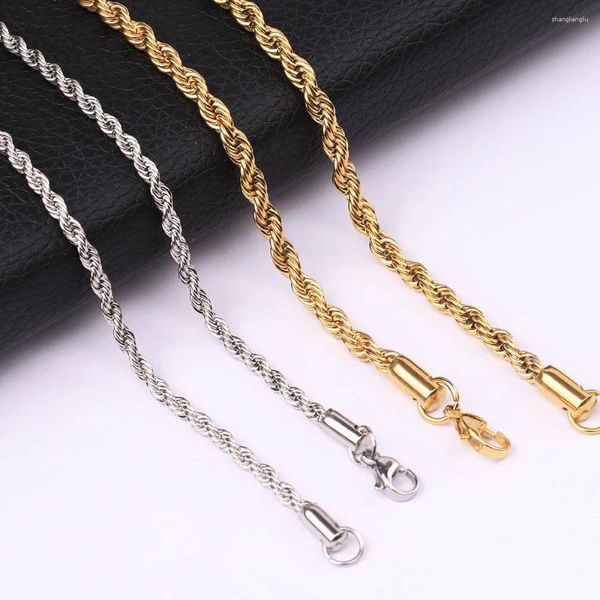 Pendentif Colliers 3 mm Corde Chaîne Collier Femmes Hommes À La Main En Acier Inoxydable Lien Torsadé Hip Hop Bijoux