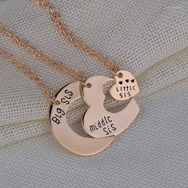 Pendentif Colliers 3 PCS / set Conception Grand Milieu Petite Soeur Famille Style Lune Coeur Collier De Mode Pour Les Femmes Bijoux Cadeau