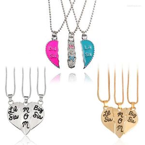 Hanger kettingen 3 pc's/set hart ketting grote zus moeder mom kleine gesneden voor moederdag geschenken vrouwen sieraden charmes familie dochter