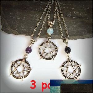 Hangertjeskettingen 3 stks/set Heidense Wicca Kralen Pentagram Heks Pentagram Ketting Wiccan Sieraden Voor Vrouwen Feestcadeau Fabrieksprijs Ex Dhesx