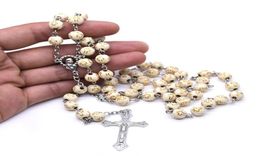 Colliers pendants 3 styles 8 mm croix rose rosaire tacheté Collier de mariage catholique Perle Perle Religieuse Chaîne de chaîne 8392905