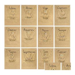 Hangende kettingen 3 stijlen/set 12 Zodiac met cadeaubonstandaard teken sier gouden ketens ketting voor mannen dames sieraden in bk dro dh8he