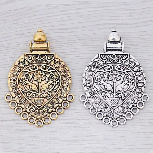 Colliers de pendentif 3 x Tibétain Silver / Gol Color Bohême Boho Grand connecteur multi-brin tribal Charms Pendants pour le collier de bricolage bijoux