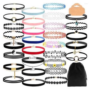 Hanger kettingen 30 pc's zwarte fluwelen choker ketting set henna tattoo lint voor tienermeisjes vrouwen