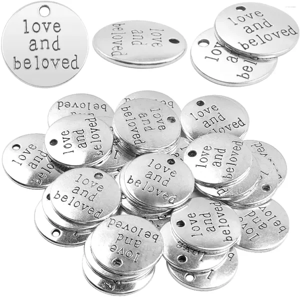 Collares colgantes 30 piezas Palabras inspiradoras Encantos Mensaje redondo Colgantes Cuentas de aleación para la fabricación de joyas 20 mm
