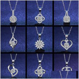 Pendentif Colliers 30 Sterling Sier Ajouter Blanc Cooper Zircon Imitation Mossan Diamant Collier Femmes Lucky Clover Bijoux Dro Dhgarden Dhv2C