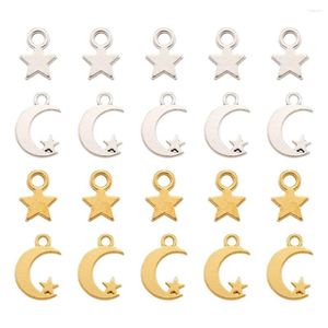 Hangende kettingen 300 stks Crescent Moon Mini Star Charms bengelen oorbellen armband accessoires lege stempels tags voor doe -het -zelf sieraden maken
