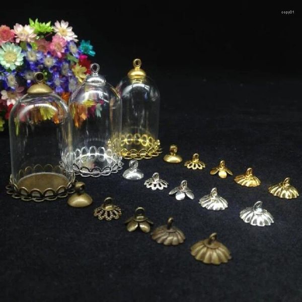 Pendentif Colliers 300 ensembles/lot 30 20 Tube verre Globe Double dentelle plateau flacon pendentifs mode collier couverture dôme bricolage artisanat bijoux cadeau