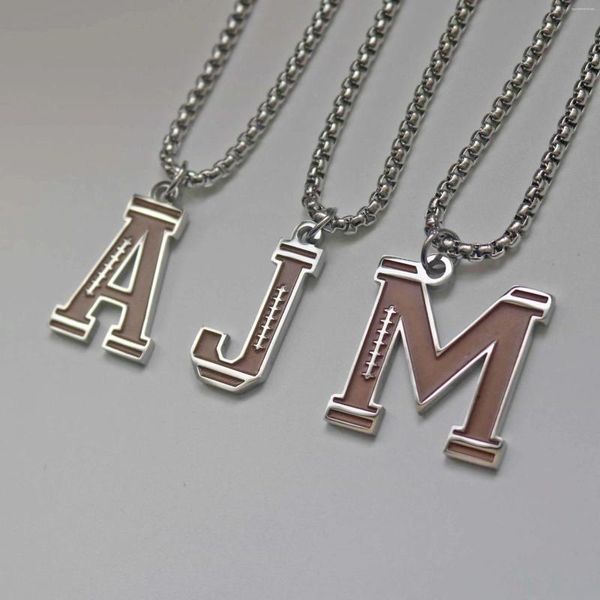 Collares colgantes 304L acero inoxidable América americana A-Z Collar de letras iniciales para hombres Joyería de fútbol