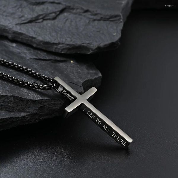 Collares colgantes 304L acero inoxidable Jesús Collar cruzado Hombres Mujeres Verso Bíblico Espiritual para joyas