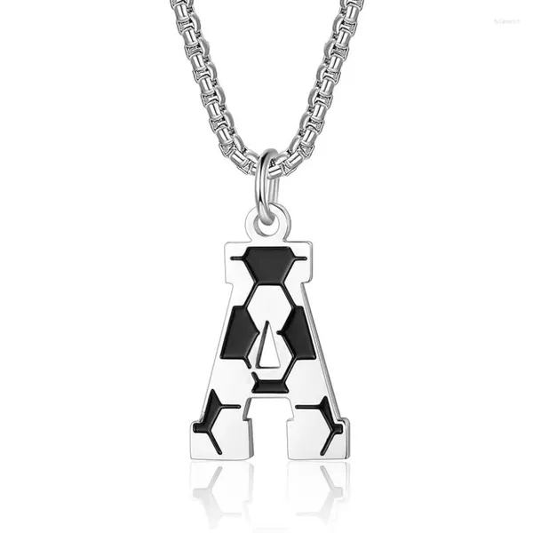 Colliers de pendentif 304L Collier de lettres initiales en acier inoxydable A-Z pour hommes Femme Sporty Football Bijoux Accessoires