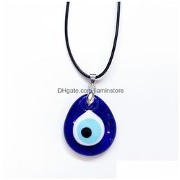 Colliers de pendentif 30 mm glaçage coloré Blue Evil Eye Fashion Lucky Turkish Key Collier For Friend Jewelry Gift Drop Livrot Pendants Dhscz